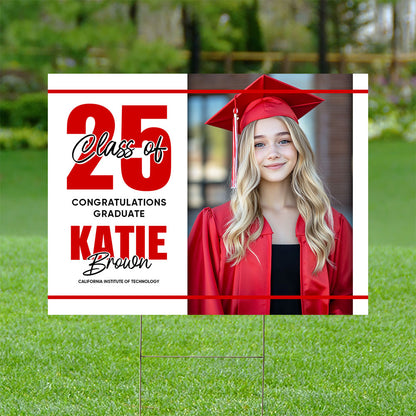 Congratulation Party Lawn Sign, Graduation Gift - Personalized Graduation Lawn Sign With Stake