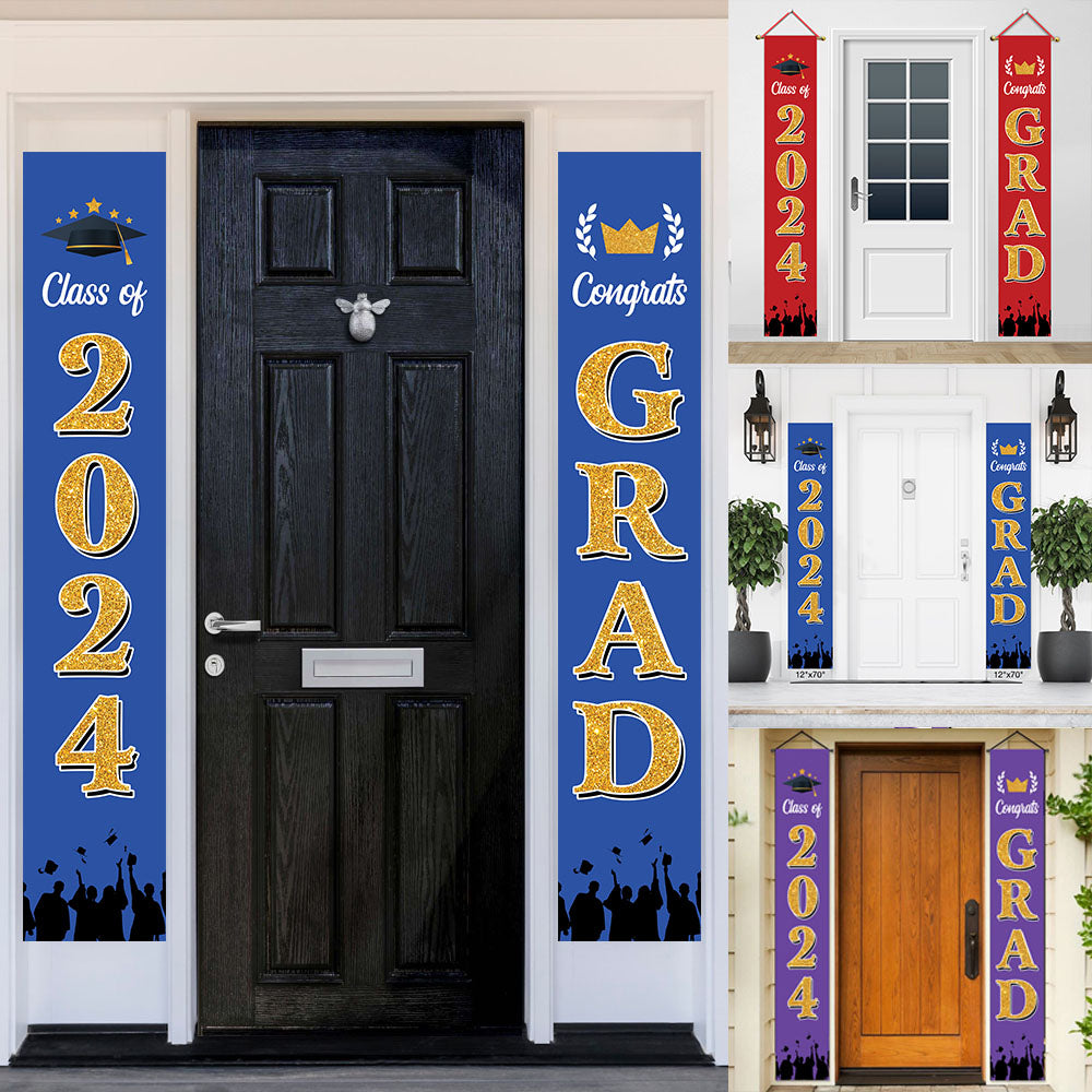 Non-custom Graduation Door Banner, 2024 Grad Congratulations Front Door Hanging Banner, for Garage Doorframe