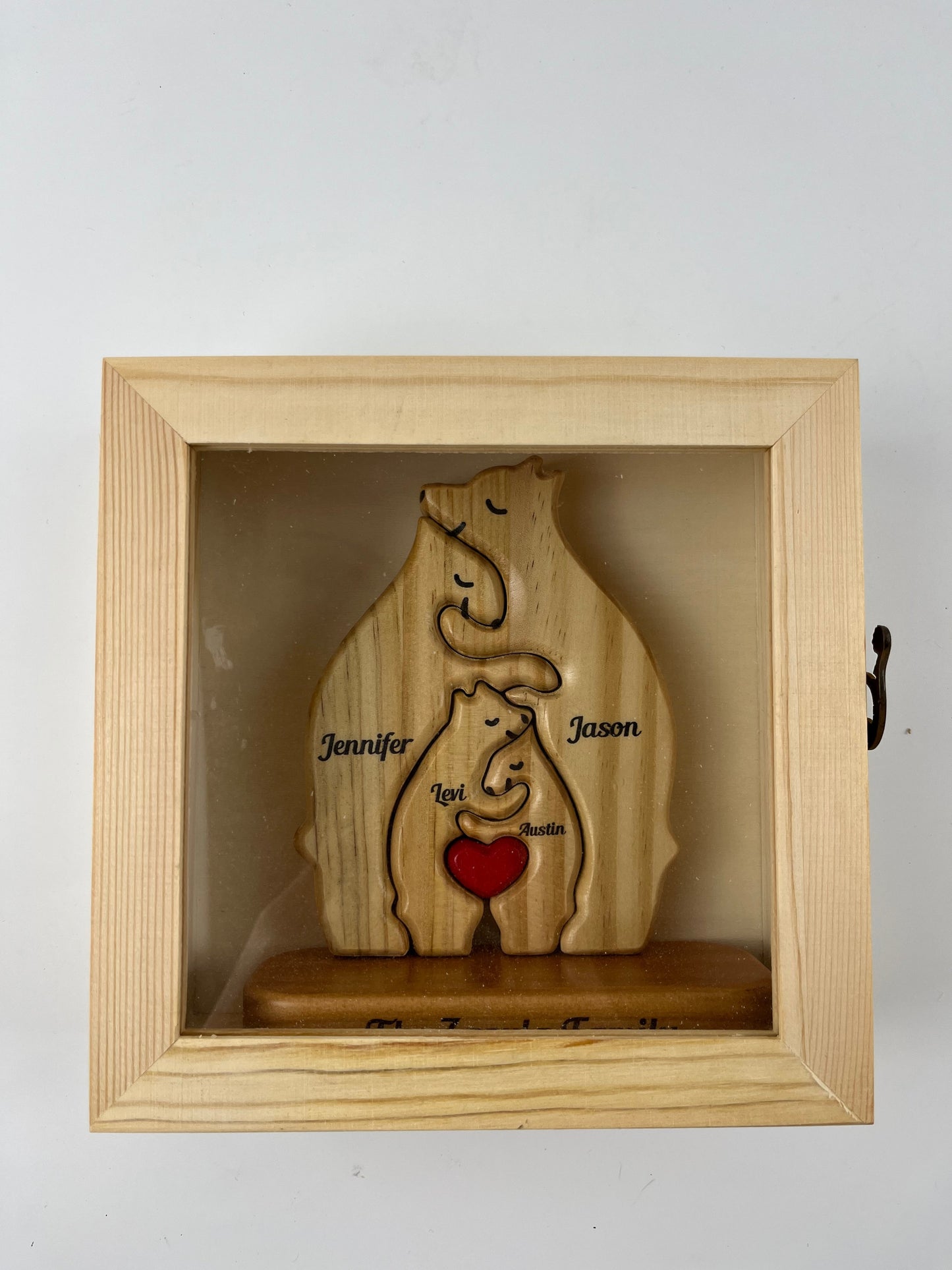 Wooden Shadow Box Frame Gift Box with Clear Acrylic Paneled Cursive Hinged Door, Dustproof Display Case