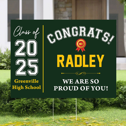 School Color Star Congrats Class Of 2025, Graduation Gift - Personalized Graduation Lawn Sign With Stake