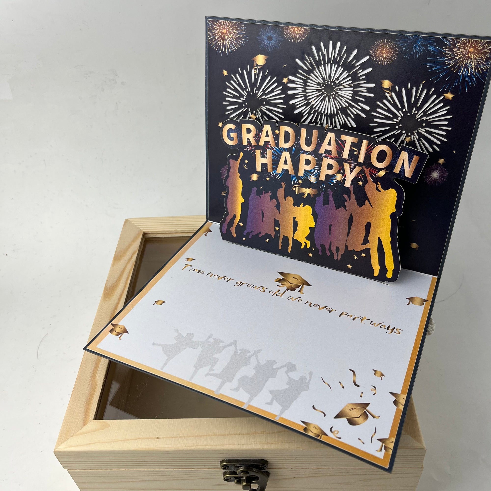 Prime Wooden Box Small Size + Graduation Congrats Card 3D Pop Up