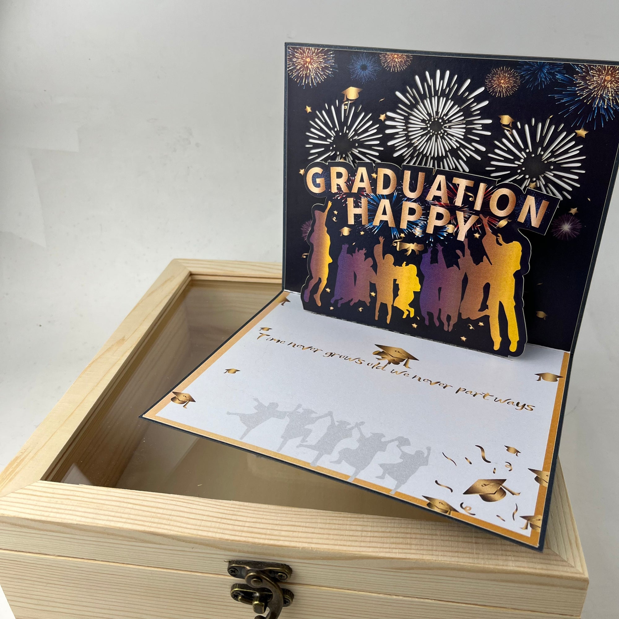 Prime Wooden Box Large Size + Graduation Congrats Card 3D Pop Up