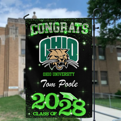 Custom School Logo Class Of 2025 Glitter Graduation Garden Flag, Perfect Gift for Graduates - Graduation Decoration