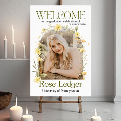 Wildflower Welcome Sign - Custom Class Of 2026 Graduation Party Welcome Sign - Wildflower Graduation Party Welcome Sign