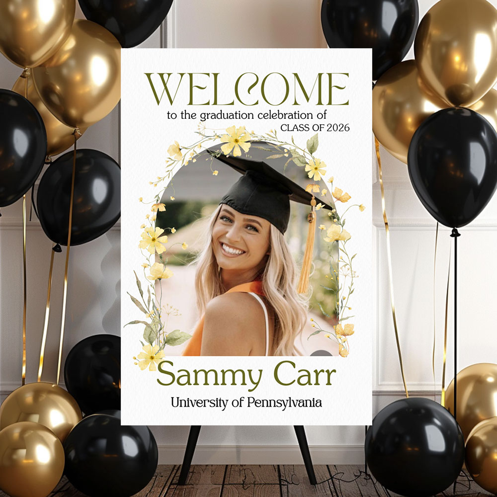 Wildflower Welcome Sign - Custom Class Of 2026 Graduation Party Welcome Sign - Wildflower Graduation Party Welcome Sign