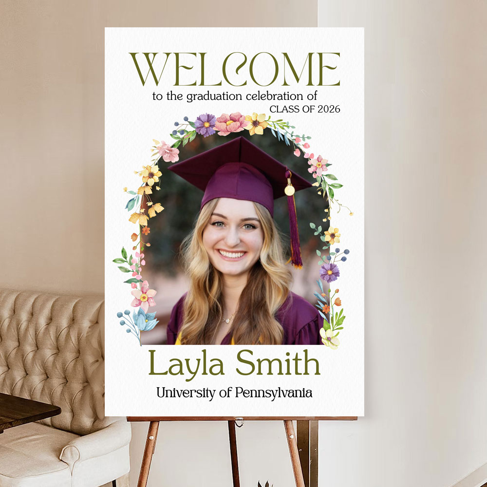 Wildflower Welcome Sign - Custom Class Of 2026 Graduation Party Welcome Sign - Wildflower Graduation Party Welcome Sign