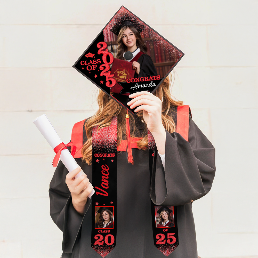 Graduation Cap Topper and Stole Class Of 2025 -  Personalized Cap and Stoles