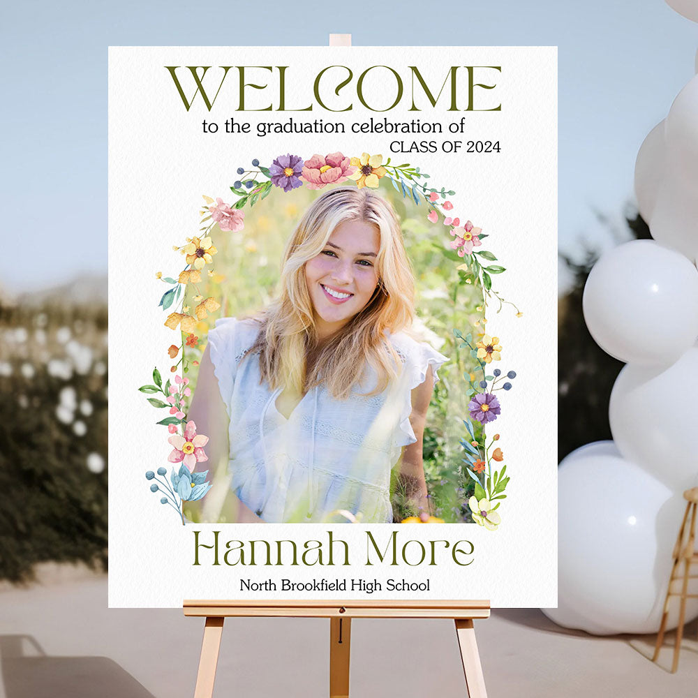 Wildflower Welcome Sign - Custom Class Of 2024 Graduation Party Welcome Sign - Wildflower Graduation Party Welcome Sign