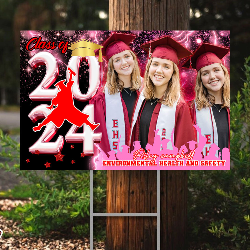Yes I Did It Personalized Congrats Grad Graduation Lawn Sign With Stake, Graduation Yard Sign -Personalized Custom Lawn Sign