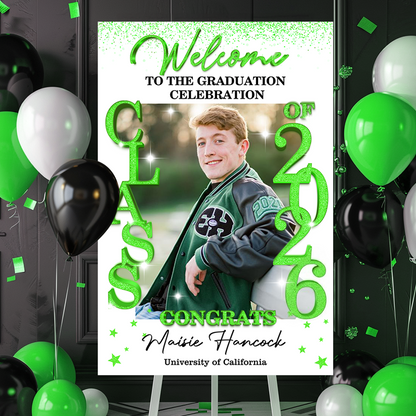Class Of 2026 - Graduation Party Welcome Sign - Custom Photo Grad Party Sign - Personalized Graduation Decoration