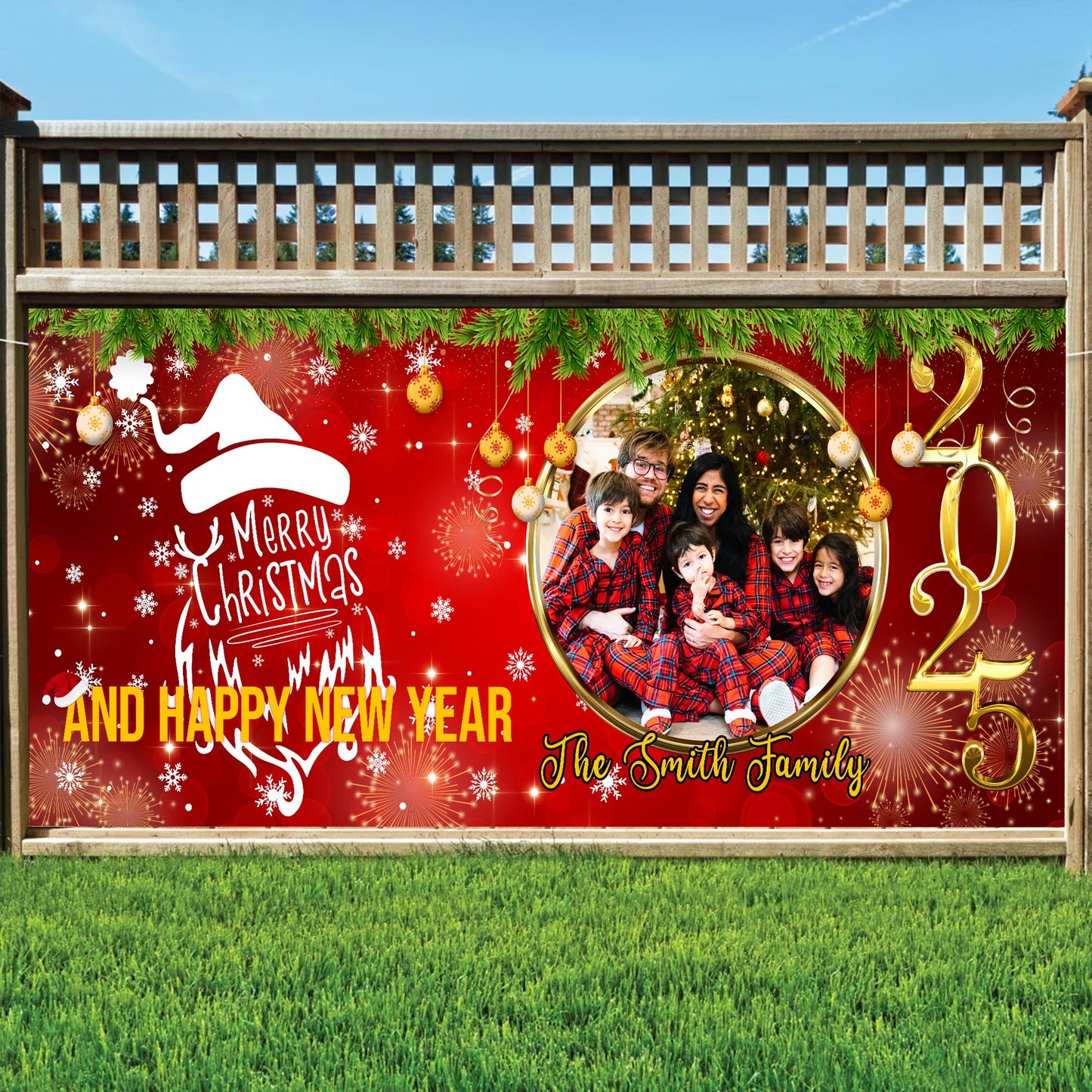 Merry Christmas and Happy New Year Garage Banner - Christmas Single Garage - Garage Door Garage Decorations