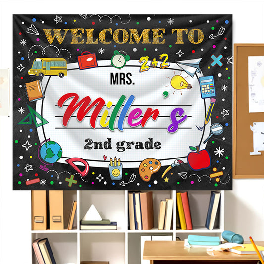 Custom Welcome Teacher Name Classroom Backdrop - Classroom Decor - Teacher Appreciation Gifts