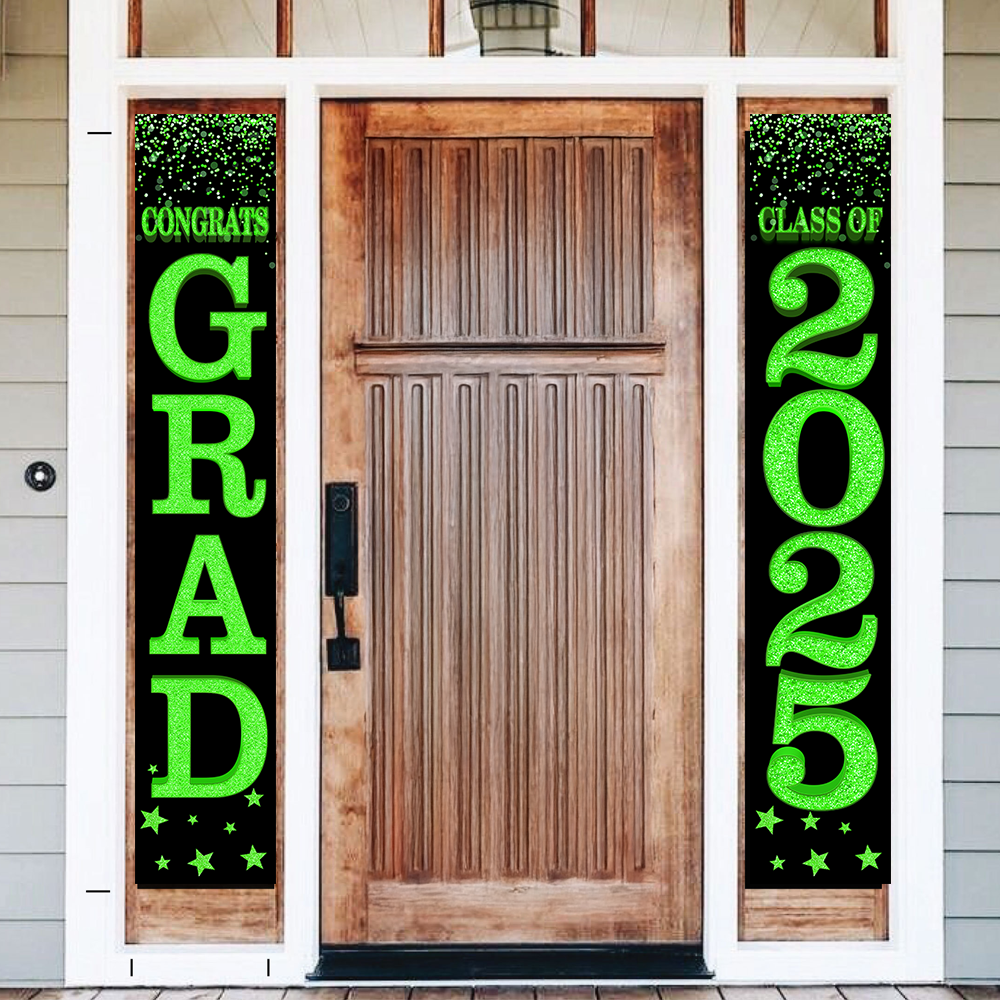 Graduation Glitter Door Banner, 2025 Grad Congratulations Front Door Hanging Banner, for Garage Doorframe