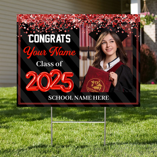 Class Of 2025 Bubble Lawn Sign, Graduation Gift - Personalized Graduation Lawn Sign With Stake