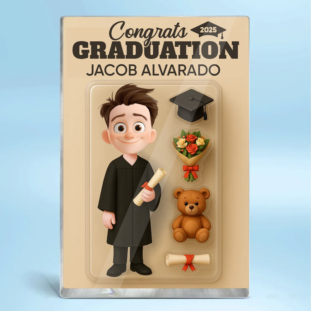 Congrats Graduation - Graduation Gift - Custom Figure Personalized Acrylic Block Plaque
