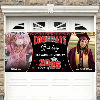 GIitter Styles Then and Now Graduation Photo 2025 - Garage Door Banner Decorations