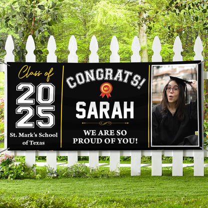 Classic Congratulations Class Of 2025 Banner - Graduation Banner - Unique Graduation Gift - Door Banner