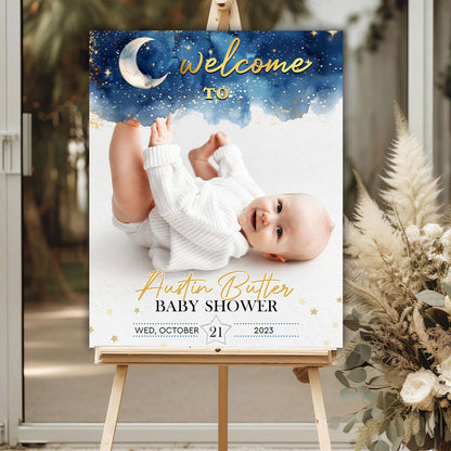 Over The Moon Baby Shower Welcome Sign - Personalized Baby Shower Sign - Little Star Baby Shower Welcome Sign - Baby Shower Decor