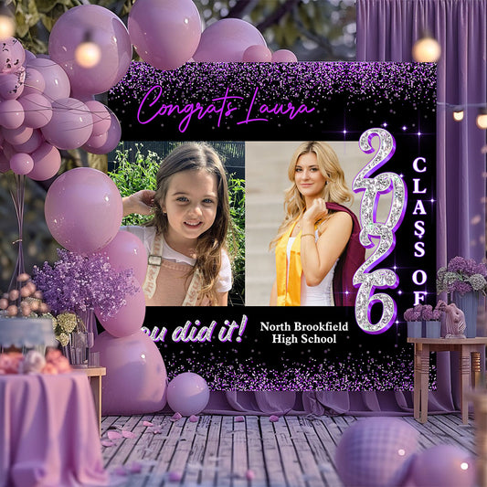 Custom Graduation Backdrop - Custom Class of 2025 Graduation Party Backdrop - Personalized Backdrop Graduation Party