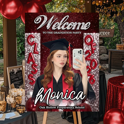 Custom Class Of 2026 - Graduation Party Welcome Sign Custom Photo Party Sign - Personalized Graduation Decoration - Graduation Sign