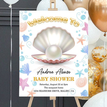 Little Pearl Babies Are Sweet Baby Shower Welcome Sign - Custom Little Pearl Baby Shower Welcome Sign - Baby Shower Decor