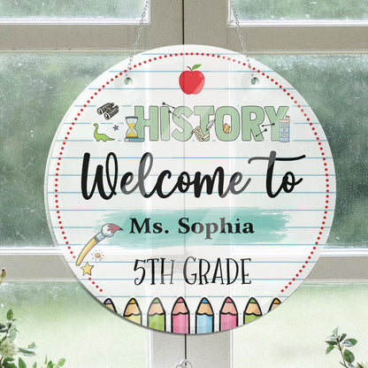 Custom Teacher Name Haning Door - Personalized Custom Shape Window Hanging Acrylic -  Teacher Name Sign For Classroom