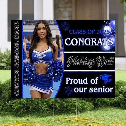 Proud Of Our Senior Party Lawn Sign, Graduation Gift - Personalized Graduation Lawn Sign With Stake