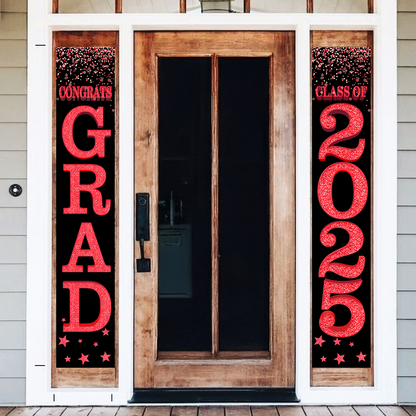 Graduation Glitter Door Banner, 2025 Grad Congratulations Front Door Hanging Banner, for Garage Doorframe