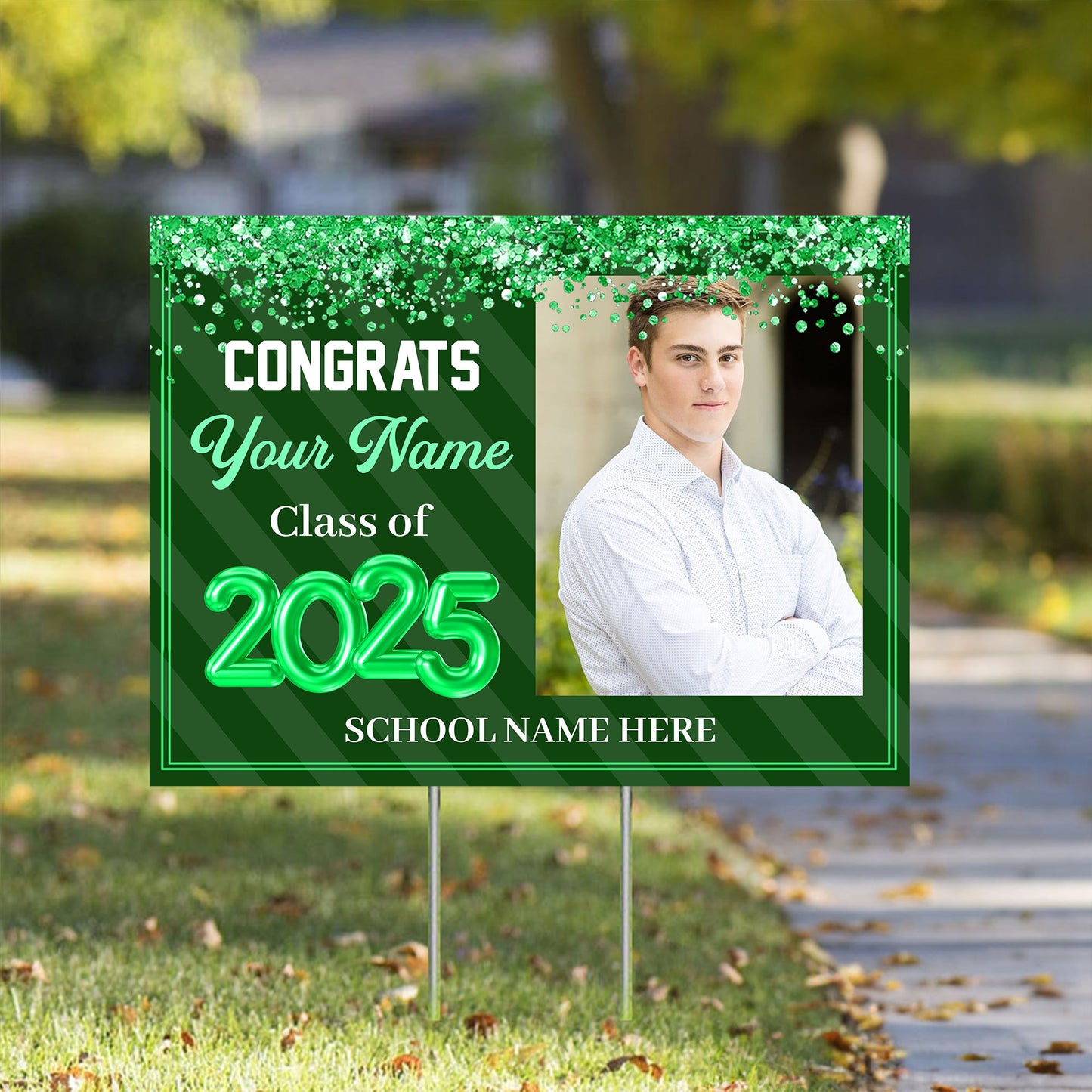 Class Of 2025 Bubble Lawn Sign, Graduation Gift - Personalized Graduation Lawn Sign With Stake