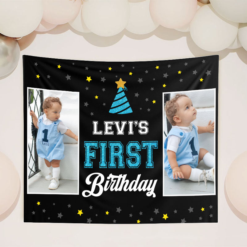 Happy Birthday Party Backdrop - First Birthday Party - Personalized Custom Birthday Party Backdrop