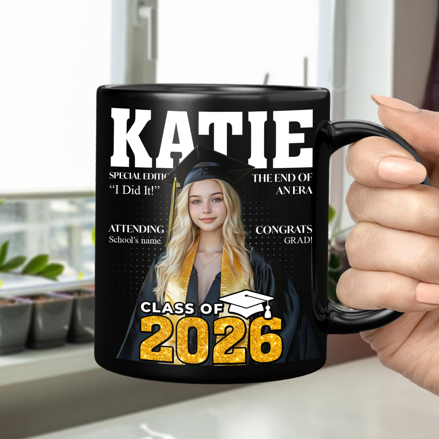 Congratulations Class Of 2026 Magazine Black Mug - Graduation Gift - Personalized Custom Mug