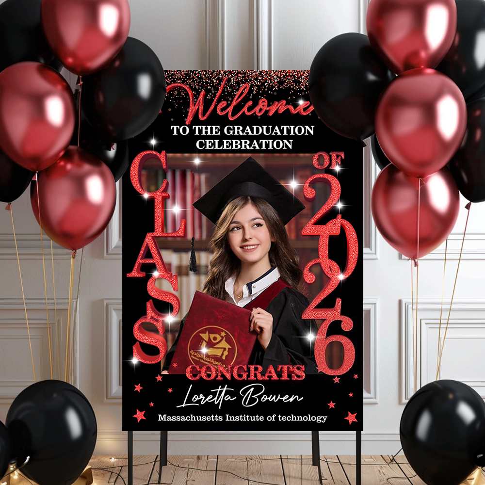 Class Of 2026 - Graduation Party Welcome Sign - Custom Photo Grad Party Sign - Personalized Graduation Decoration