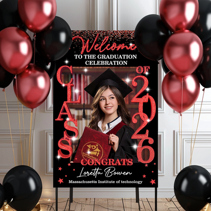 Class Of 2026 - Graduation Party Welcome Sign - Custom Photo Grad Party Sign - Personalized Graduation Decoration