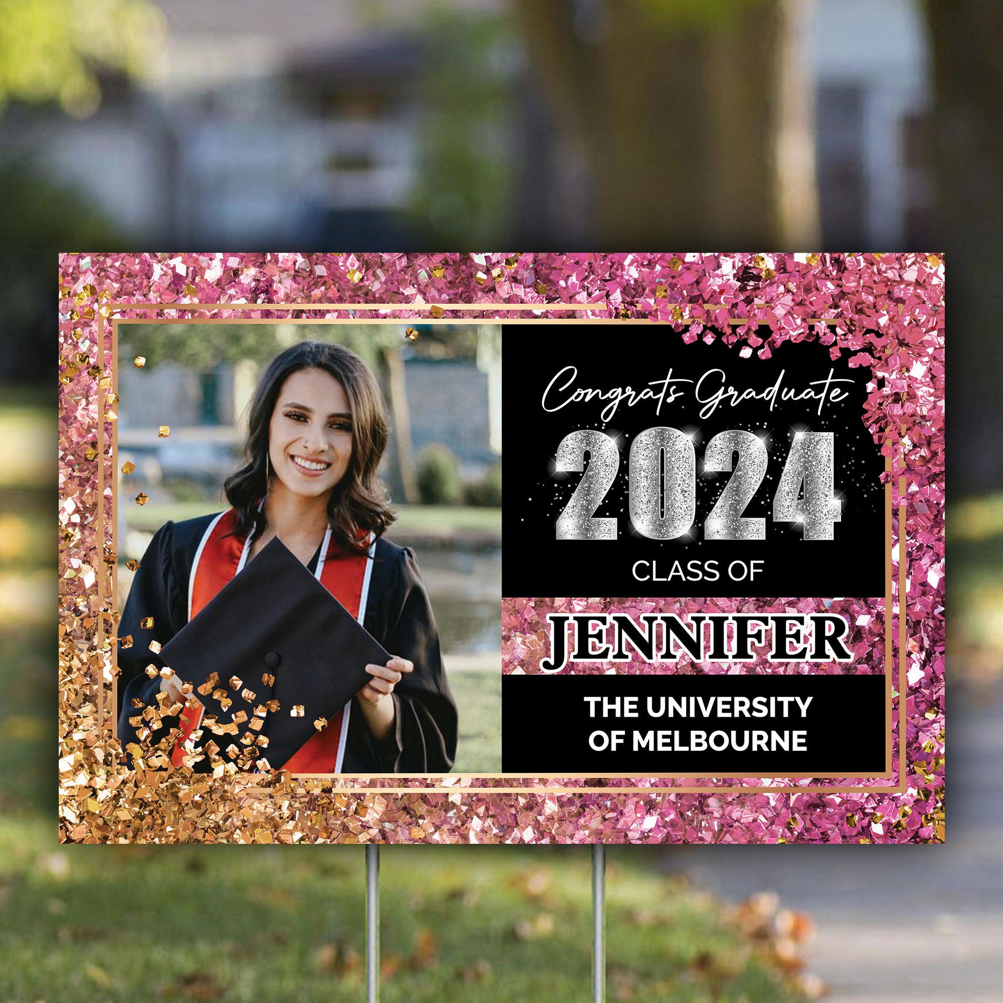 Shine Personalized Congrats Grad Graduation Lawn Sign With Stake, Graduation Yard Sign -Personalized Custom Lawn Sign