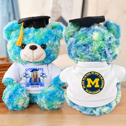 Class Of 2025 Congrats Graduate Bear With Cap Custom Logo - Teddy Bear With Personalized Shirt - 2