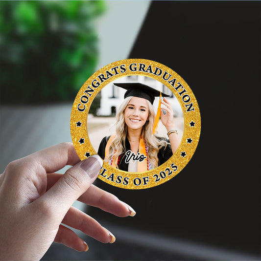 Glitter Congrats Graduation Gift Ideas Class Of 2025 - Perforated Roll Stickers - Graduation Decorations