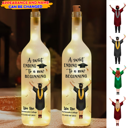 Congratulation Graduation A New Beginning - Personalized Bottle Lamp
