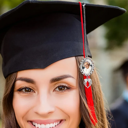 Personalized Graduation Tassel with 1-3 Photo - Custom Photo Charm With Angel Wings Graduation Tassel