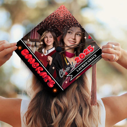 Personalized Class Of 2024 Photo Upload Grad Cap Topper - Graduation Decoration - Decorations For Grad Cap