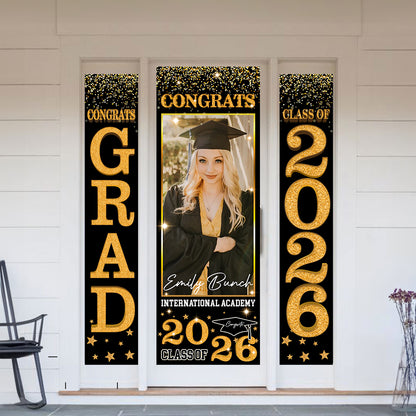 Front Door Banner 2026 With Pictures Class of 2026 - High School or College University for Graduation Door Banner for Front Door or Porch