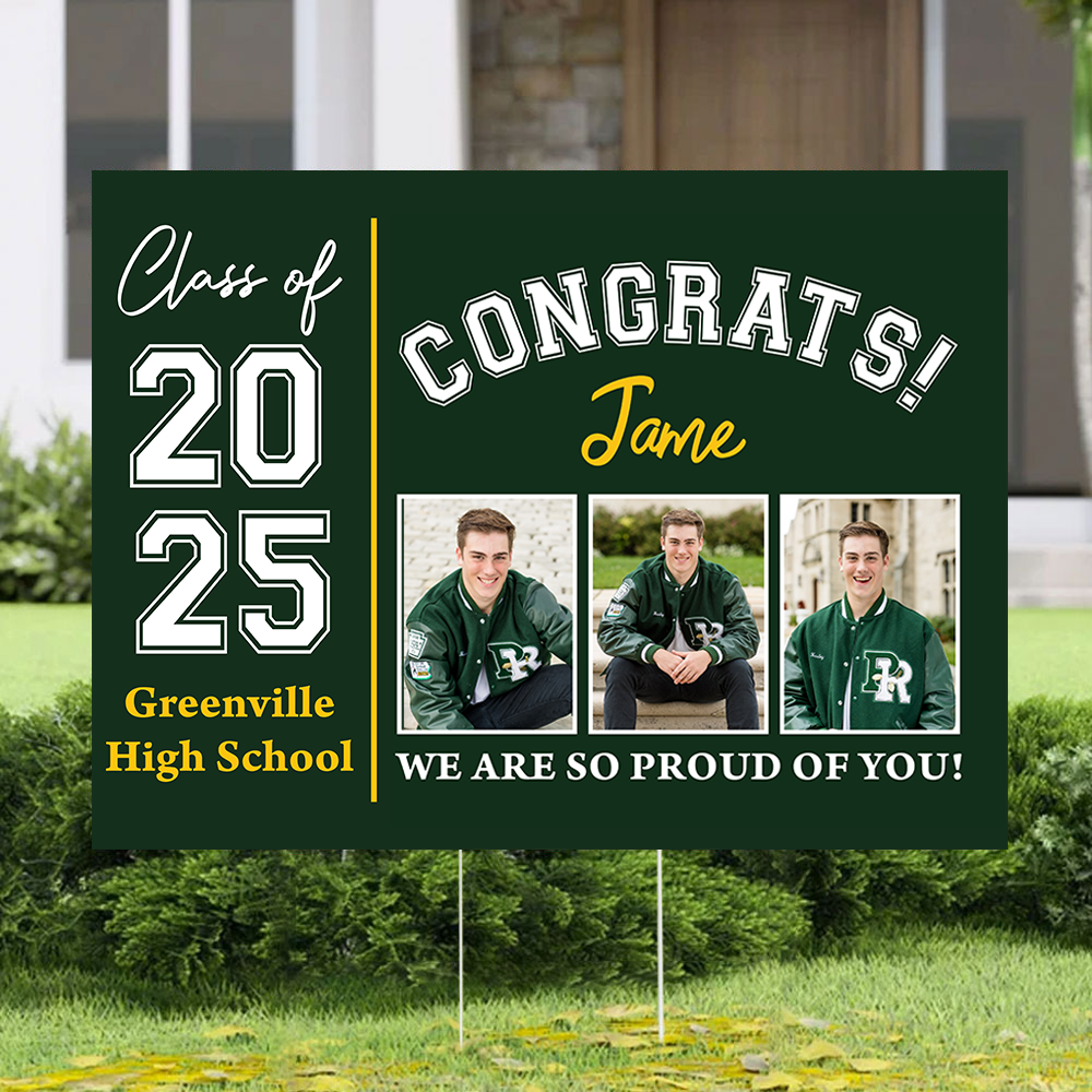 School Color Star Congrats Class Of 2025, Graduation Gift - Personalized Graduation Lawn Sign With Stake