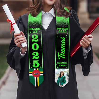 Country Flag Class Graduation Stoles with Photo, Special Graduation Gift, Graduation Sash Class of 2025 with Photos Picture