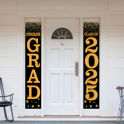 Graduation Glitter Door Banner, 2025 Grad Congratulations Front Door Hanging Banner, for Garage Doorframe