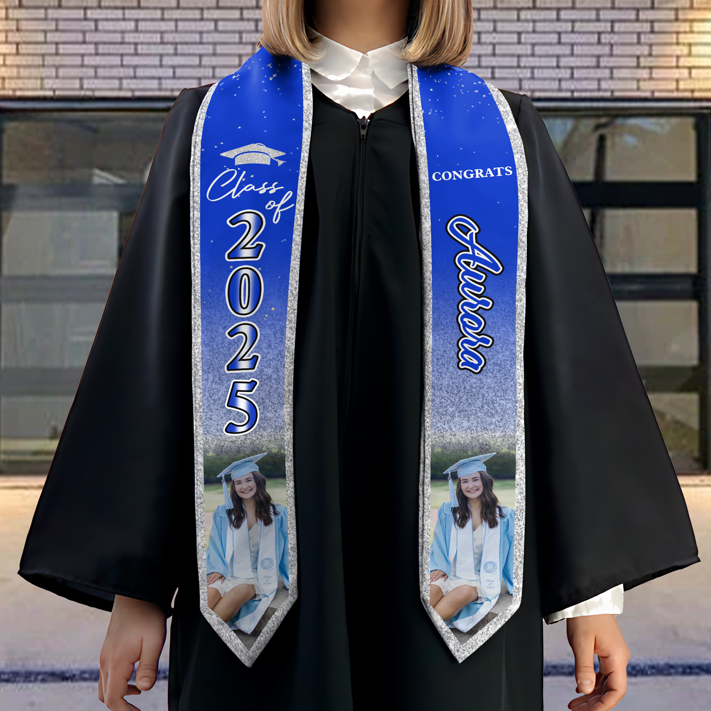 Custom Graduation Stoles/Sash with Photo, Special Graduation Gift, Graduation Sash Class of 2025 with Photos Pictures