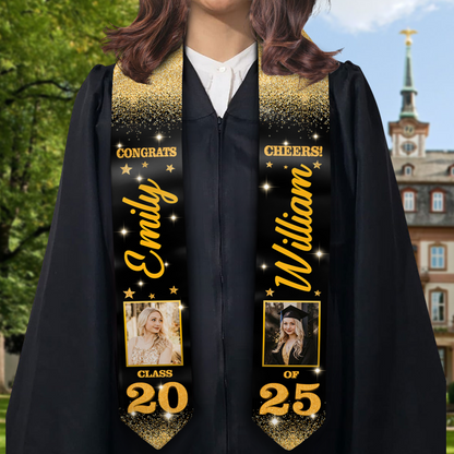 Glitter Graduation Stoleswith Photo, Special Graduation Gift, Graduation Sash Class of 2025 with Photos Pictures