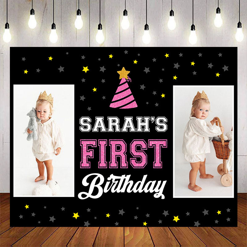 Happy Birthday Party Backdrop - First Birthday Party - Personalized Custom Birthday Party Backdrop