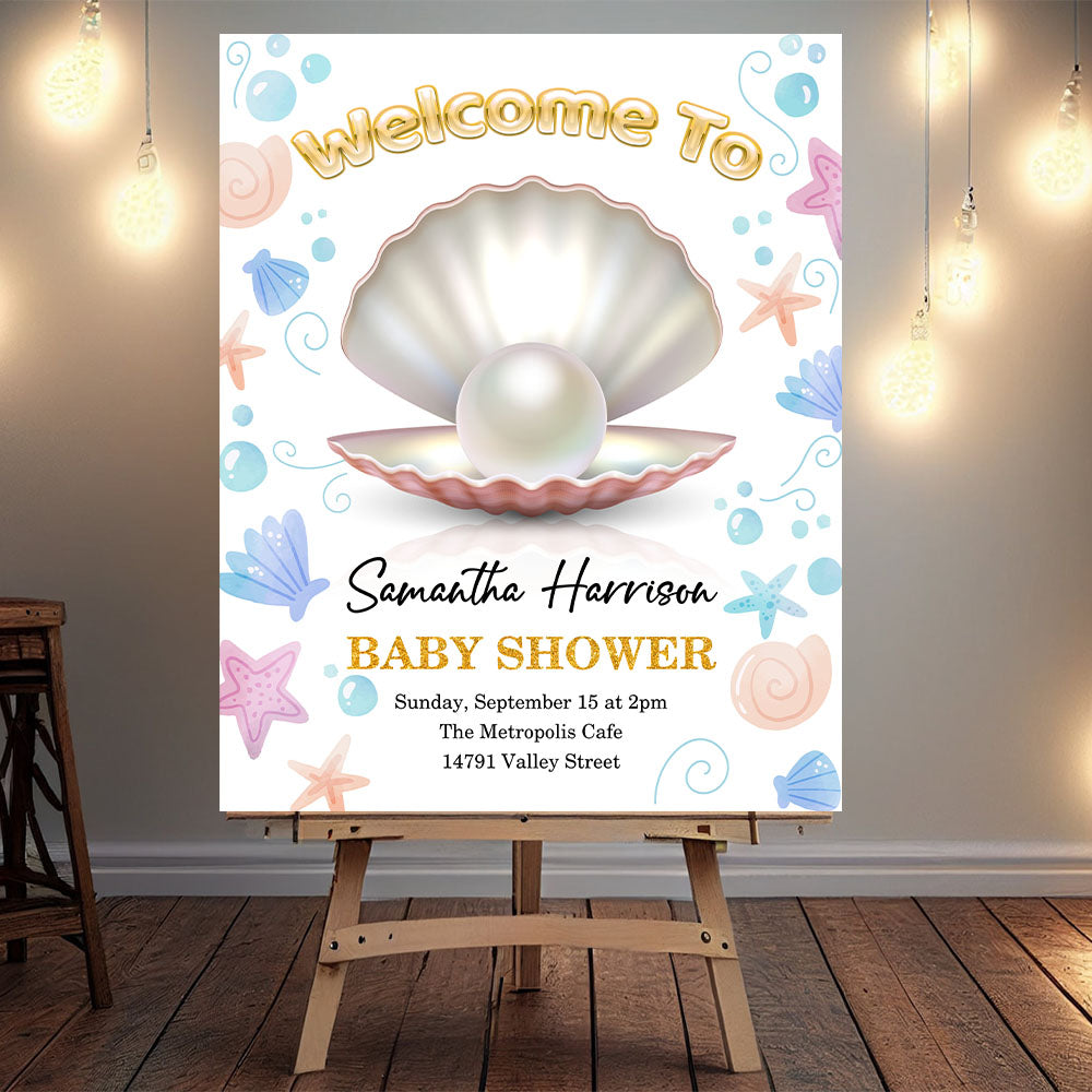 Little Pearl Babies Are Sweet Baby Shower Welcome Sign - Custom Little Pearl Baby Shower Welcome Sign - Baby Shower Decor