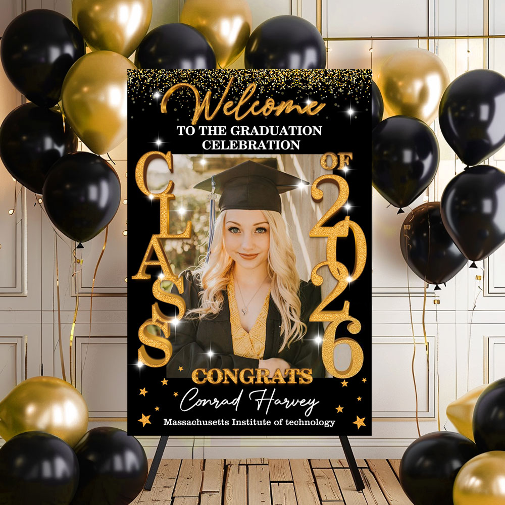 Class Of 2026 - Graduation Party Welcome Sign - Custom Photo Grad Party Sign - Personalized Graduation Decoration