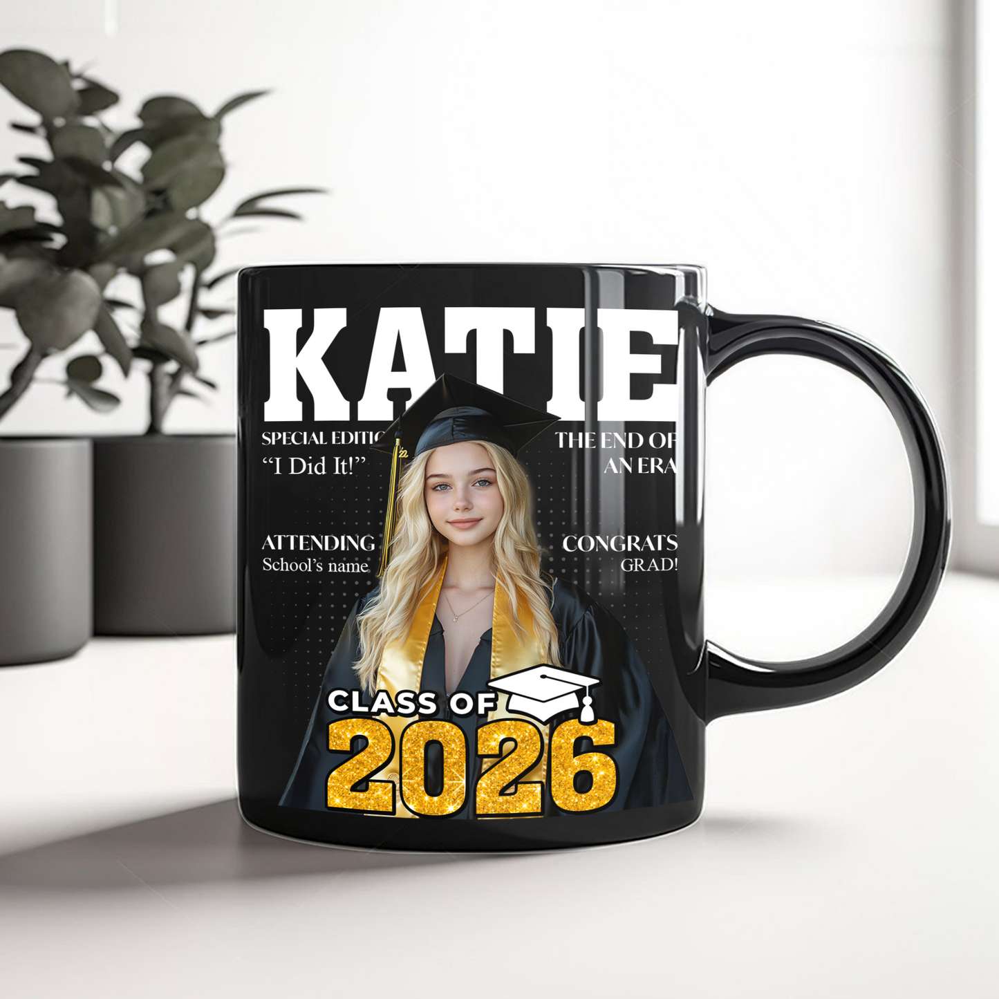 Congratulations Class Of 2026 Magazine Black Mug - Graduation Gift - Personalized Custom Mug