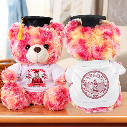 Class Of 2025 Congrats Graduate Bear With Cap Custom Logo - Teddy Bear With Personalized Shirt - 2